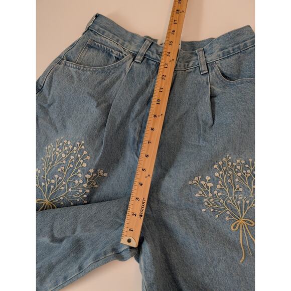 Meadows 6 Murselis Jeans Baggy Barrel Wide Leg Pants High Waisted Embroidered - Picture 13 of 15